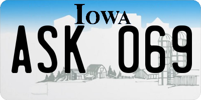 IA license plate ASK069