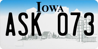 IA license plate ASK073