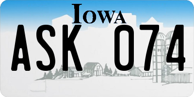 IA license plate ASK074