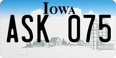 IA license plate ASK075