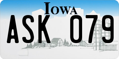 IA license plate ASK079