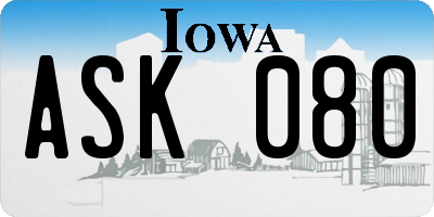 IA license plate ASK080
