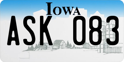 IA license plate ASK083