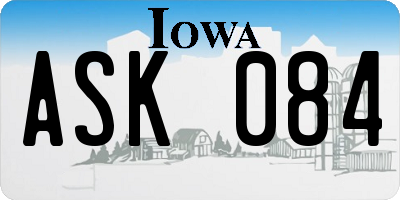 IA license plate ASK084