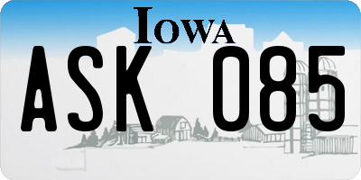IA license plate ASK085