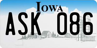 IA license plate ASK086