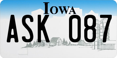 IA license plate ASK087