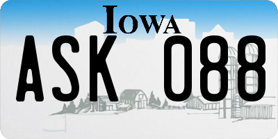 IA license plate ASK088