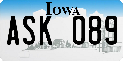 IA license plate ASK089