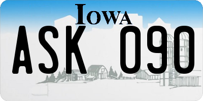 IA license plate ASK090