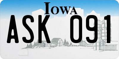 IA license plate ASK091