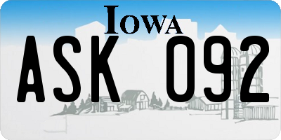 IA license plate ASK092