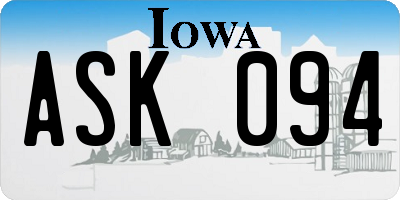 IA license plate ASK094