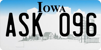 IA license plate ASK096