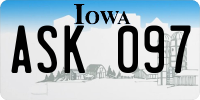 IA license plate ASK097