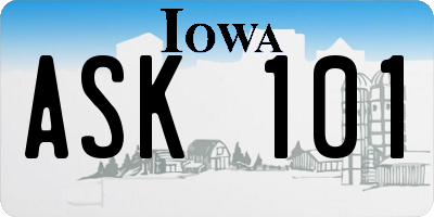 IA license plate ASK101