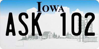 IA license plate ASK102