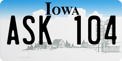 IA license plate ASK104
