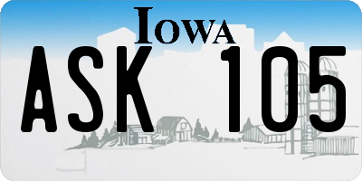 IA license plate ASK105