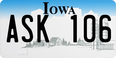 IA license plate ASK106