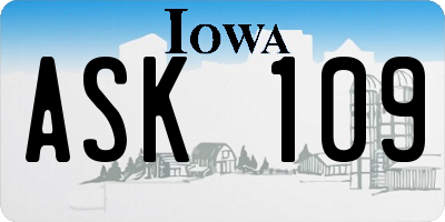 IA license plate ASK109