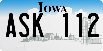 IA license plate ASK112