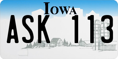 IA license plate ASK113