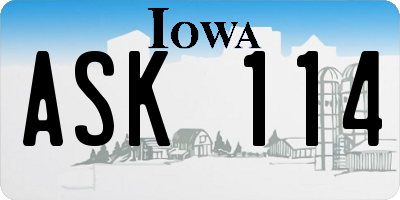 IA license plate ASK114