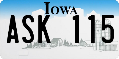 IA license plate ASK115