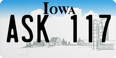 IA license plate ASK117