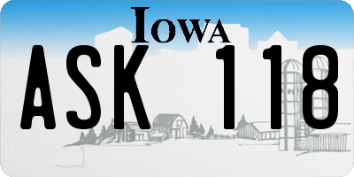 IA license plate ASK118