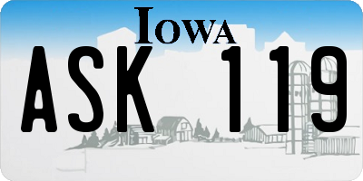 IA license plate ASK119