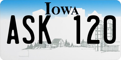 IA license plate ASK120