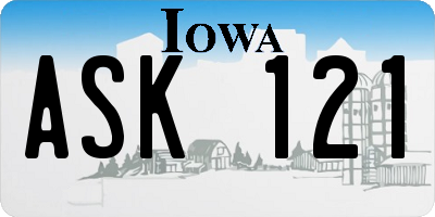 IA license plate ASK121