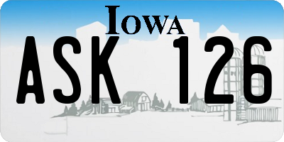 IA license plate ASK126