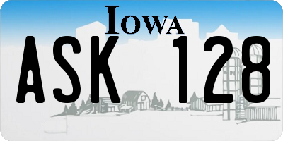 IA license plate ASK128