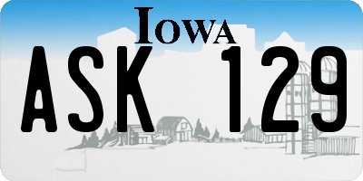 IA license plate ASK129