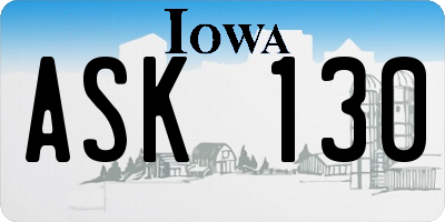 IA license plate ASK130