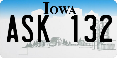 IA license plate ASK132
