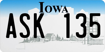 IA license plate ASK135