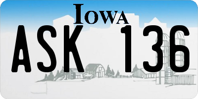 IA license plate ASK136