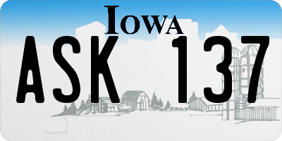 IA license plate ASK137