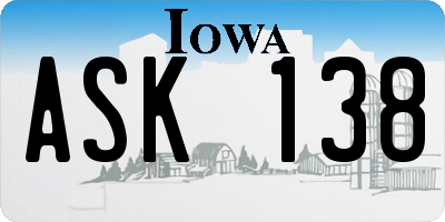 IA license plate ASK138