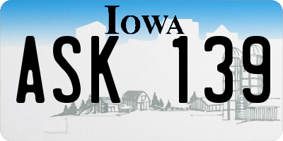 IA license plate ASK139