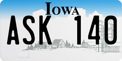 IA license plate ASK140