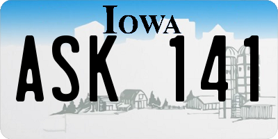 IA license plate ASK141