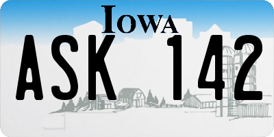 IA license plate ASK142