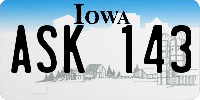 IA license plate ASK143
