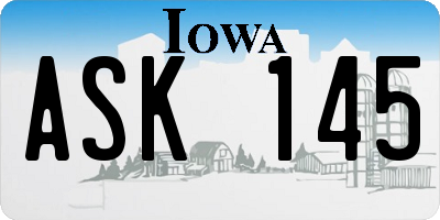 IA license plate ASK145