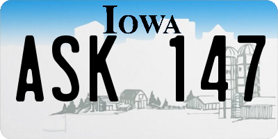 IA license plate ASK147